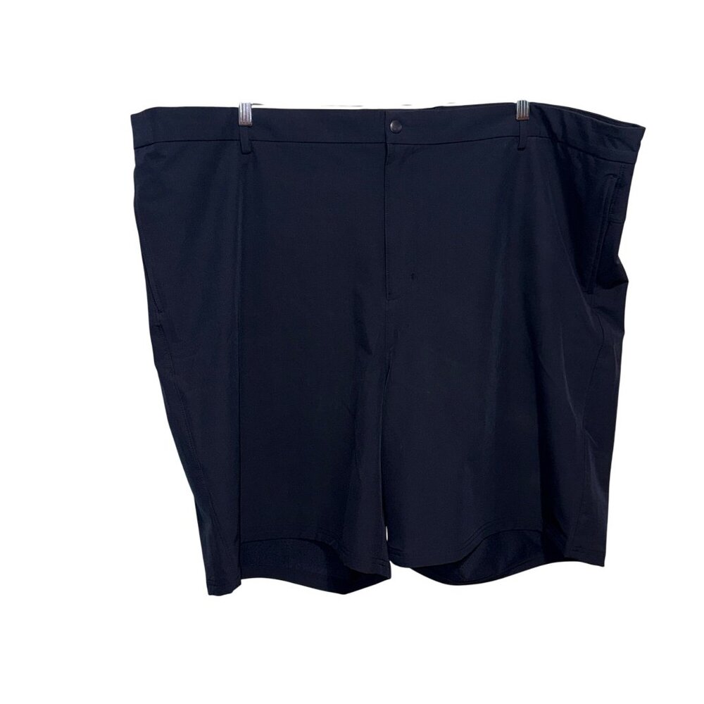 Mens Stretch Navy Blue Dress Shorts Size 54 With Zipper Pockets & Button Closure